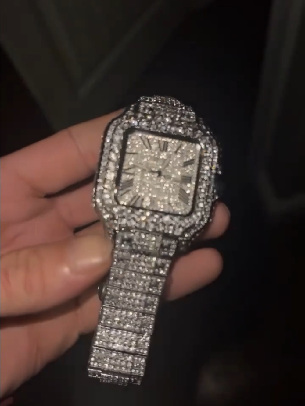 Diamond- Luxury Style Silver Men's Watch - Crystal Pave Finish